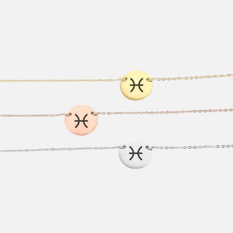 Dainty Disc Zodiac Pendant (14k Gold-Plated) - Jewelled Me