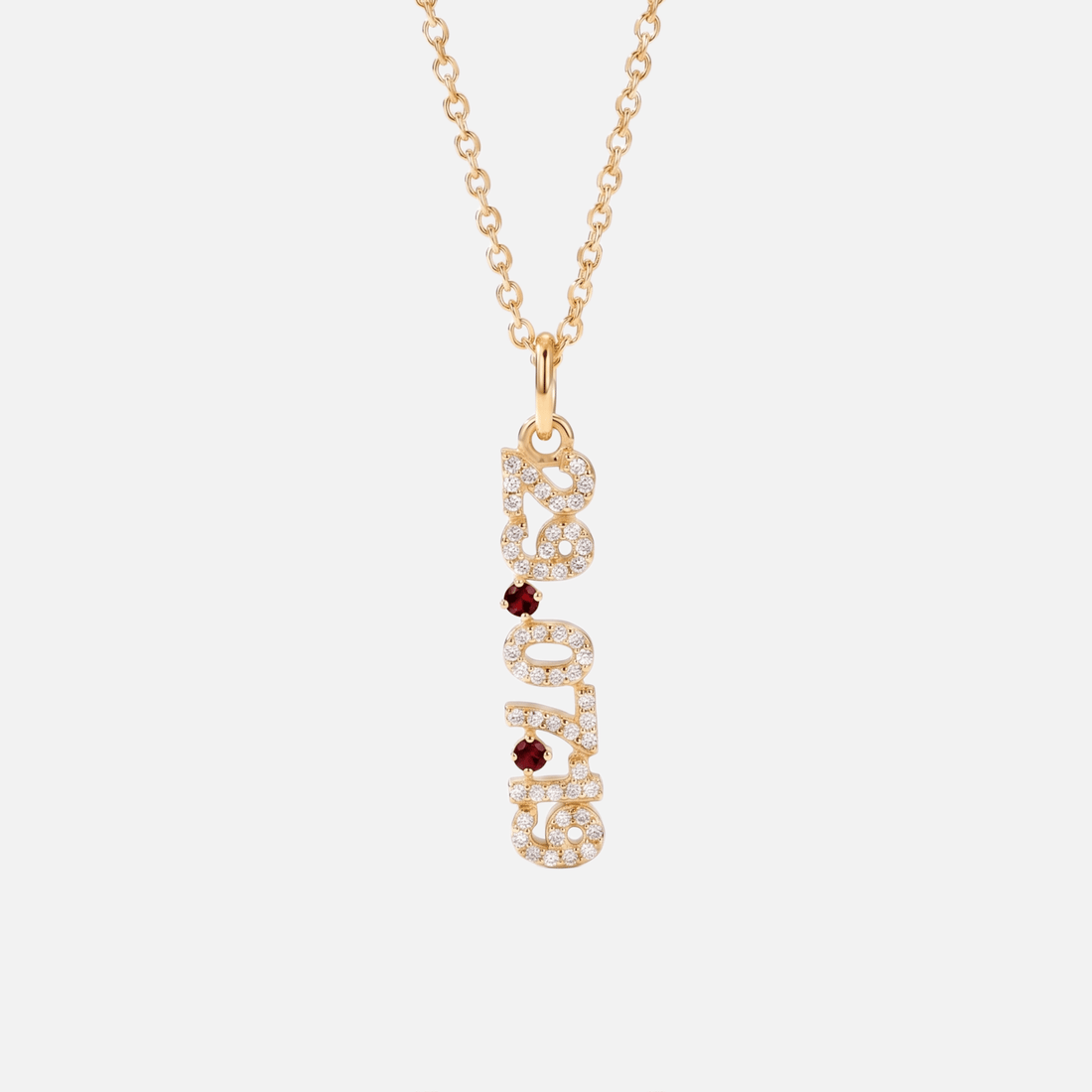 Mini Pave Date Necklace (Vertical)
