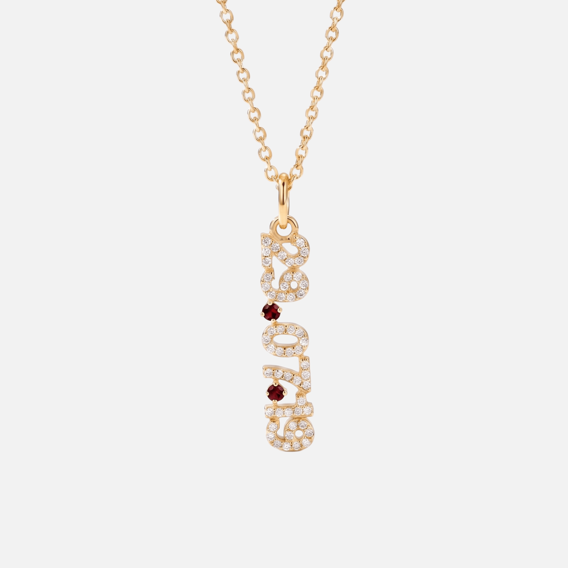 Mini Pave Date Necklace (Vertical)