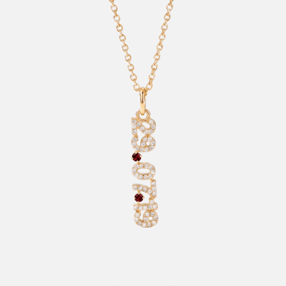 Mini Pave Date Necklace (Vertical)