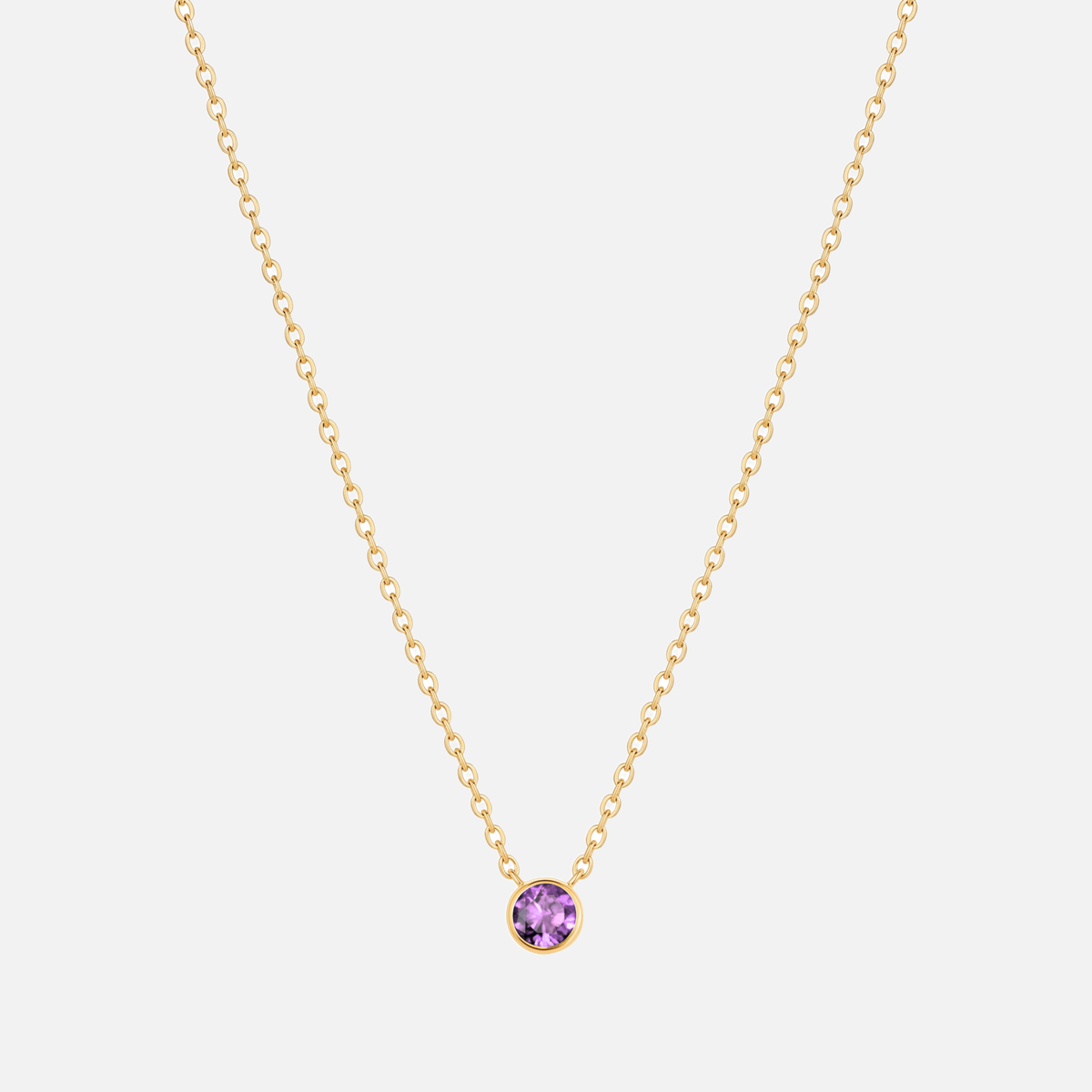 Solitaire Bezel Birthstone Necklace