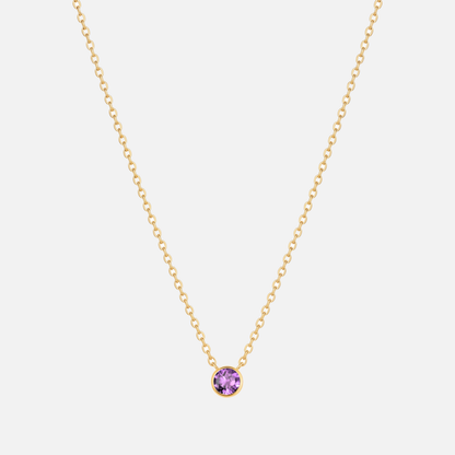 Solitaire Bezel Birthstone Necklace