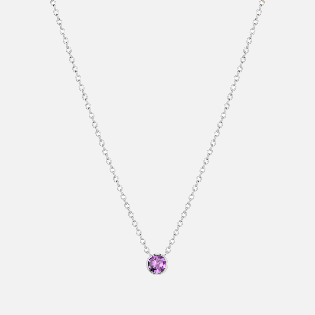 Solitaire Bezel Birthstone Necklace