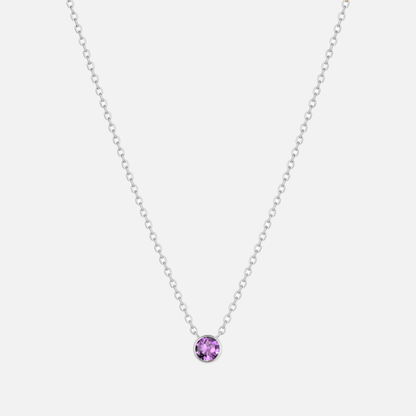 Solitaire Bezel Birthstone Necklace