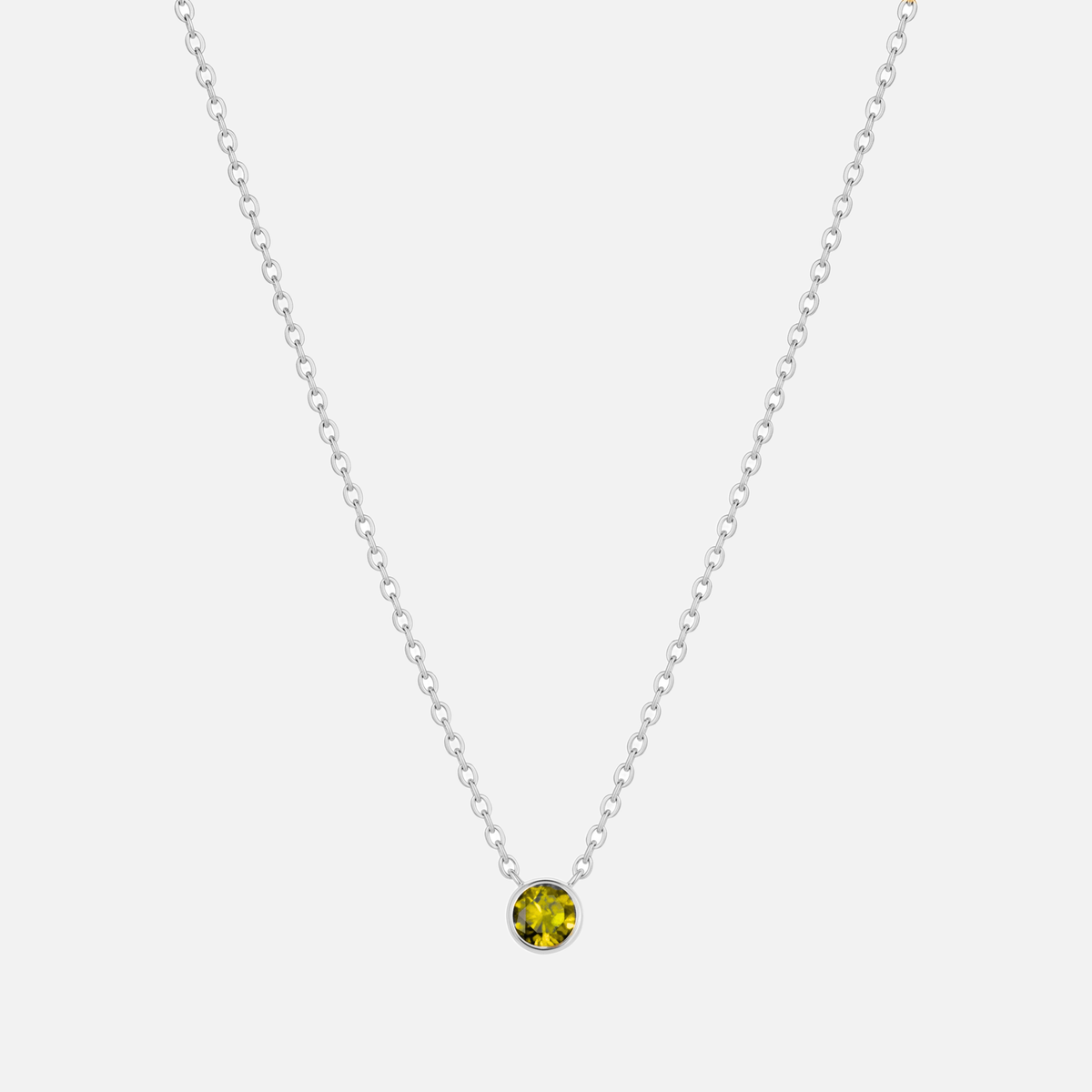Solitaire Bezel Birthstone Necklace