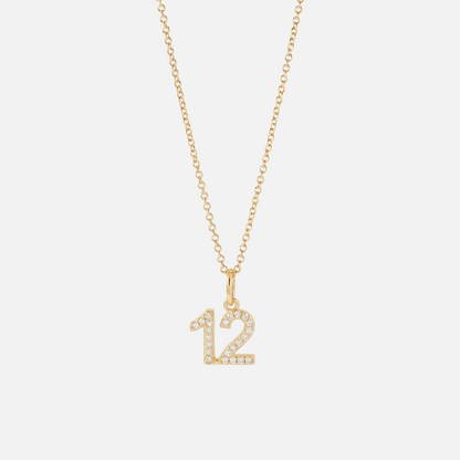 Mini Pave Custom Number Necklace
