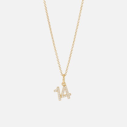 Mini Pave Custom Number Necklace