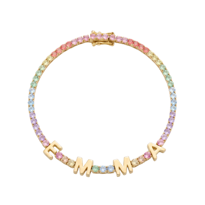Custom Name Multi-Colour Tennis Bracelet