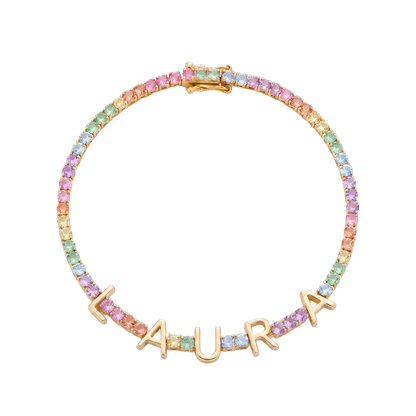 Custom Name Multi-Colour Tennis Bracelet