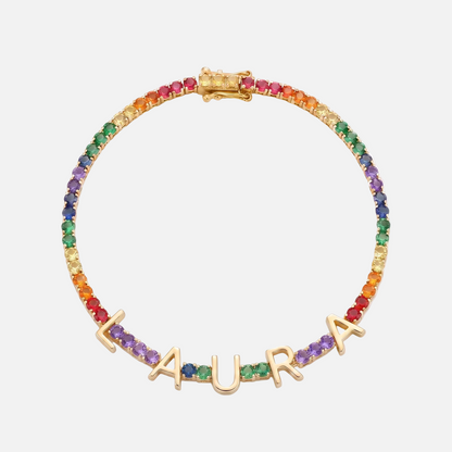 Custom Name Multi-Colour Tennis Bracelet