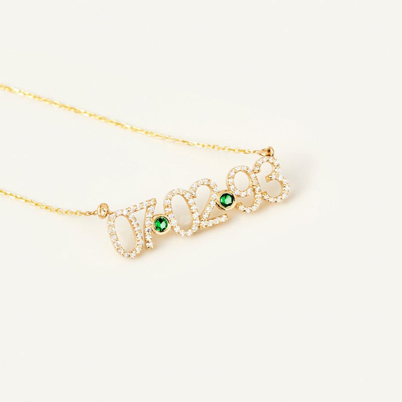 Pave Custom Date Necklace (Horizontal) - Jewelled Me