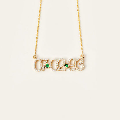Pave Custom Date Necklace (Horizontal) - Jewelled Me