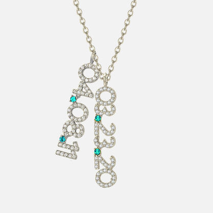Mini Pave Custom Date Necklace (Vertical)