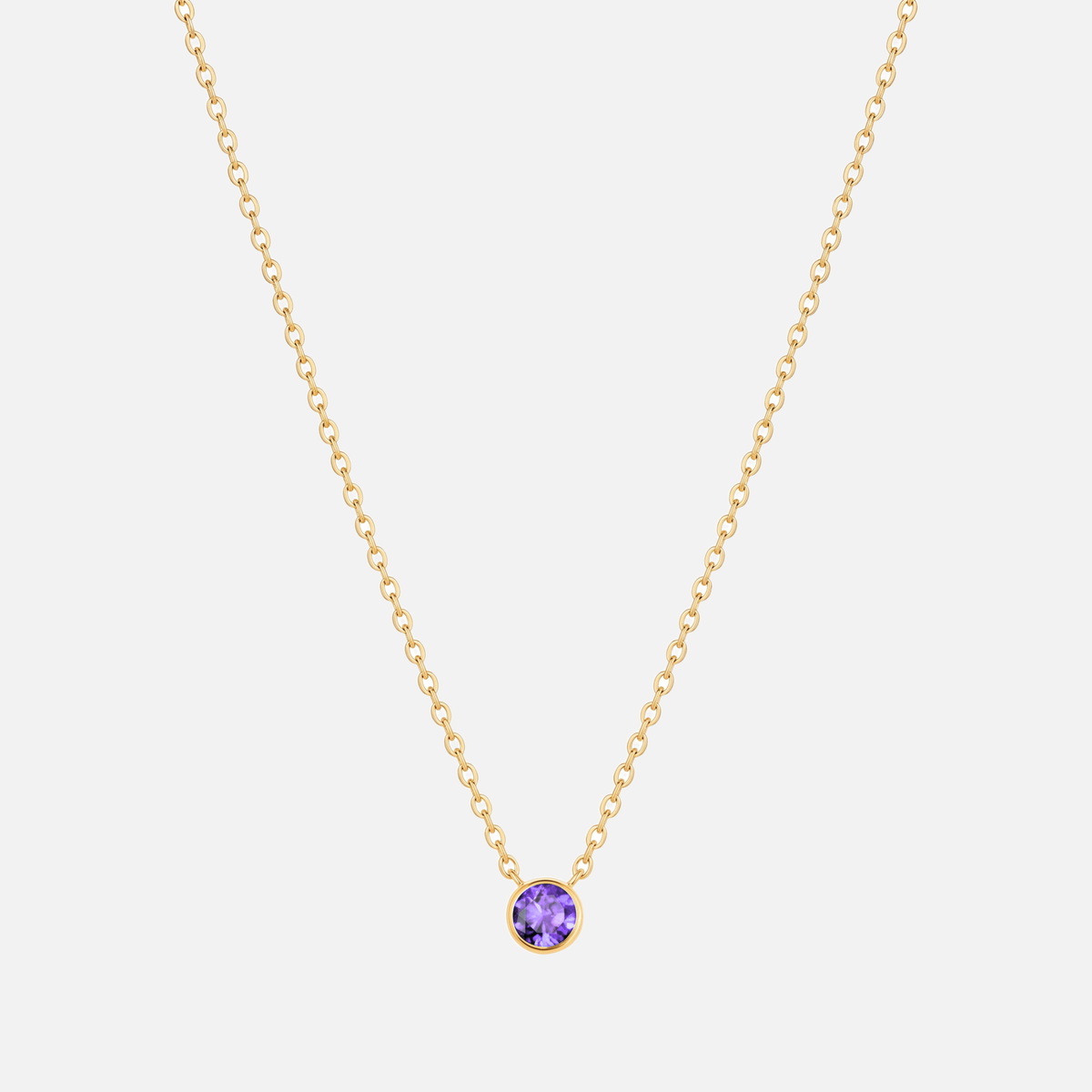 Solitaire Bezel Birthstone Necklace