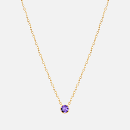 Solitaire Bezel Birthstone Necklace