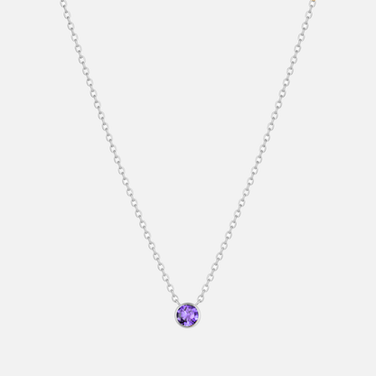 Solitaire Bezel Birthstone Necklace