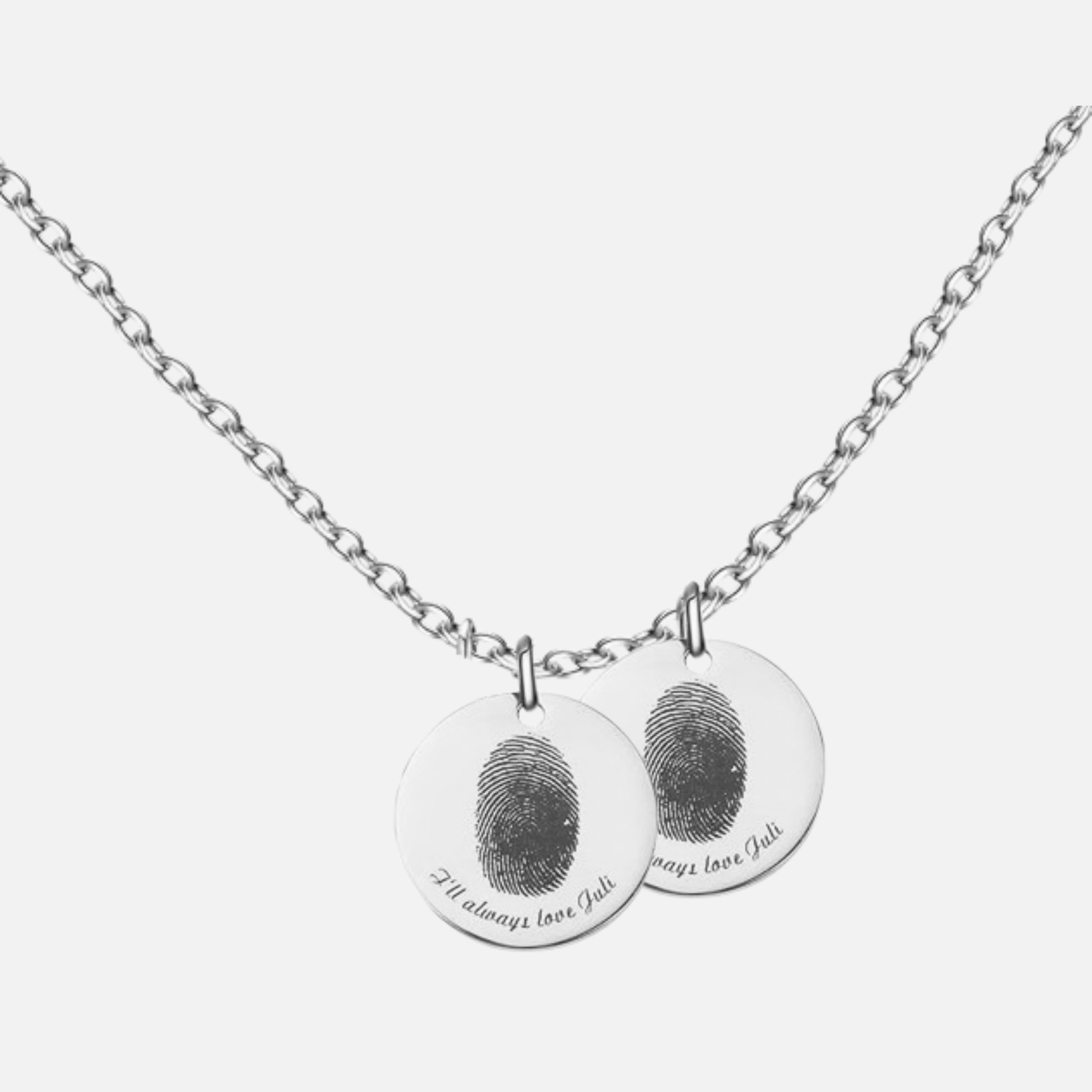 Print Fingerprint &amp; Inscribed Name Pendant (with Photo) - Jewelled Me