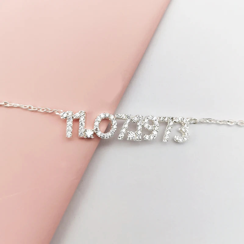 Pave Custom Date Necklace (Horizontal) - Jewelled Me