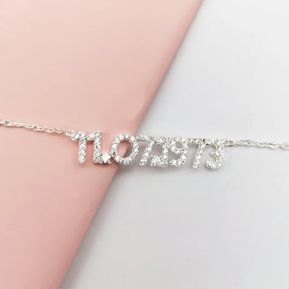 Pave Custom Date Necklace (Horizontal) - Jewelled Me