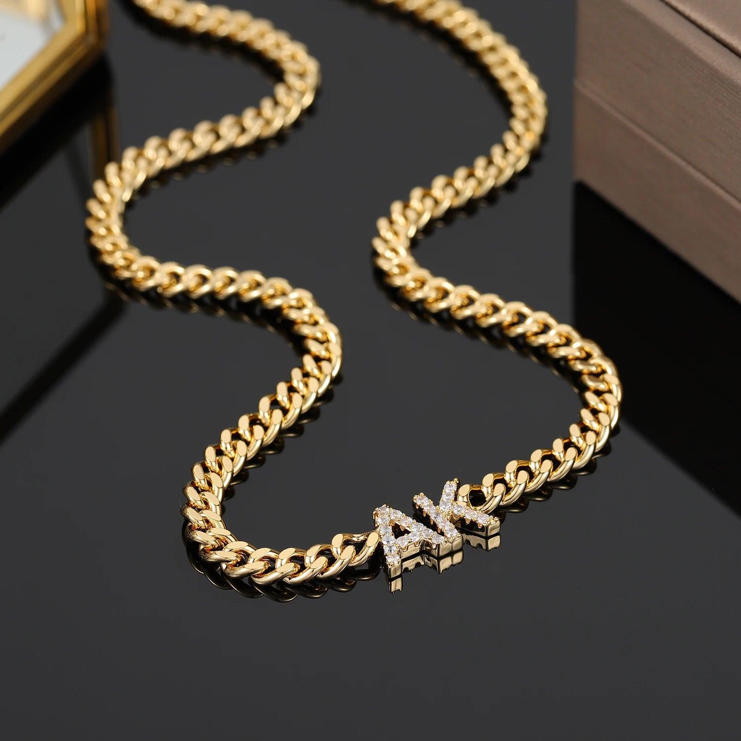 ICED Custom Initial &amp; Name Chain Necklace - Jewelled Me