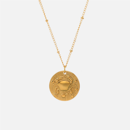 Embossed Sun Sign Zodiac Necklace