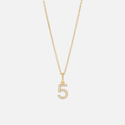 Mini Pave Custom Number Necklace