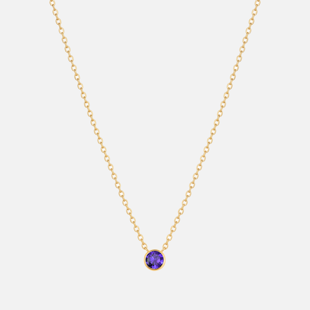 Solitaire Bezel Birthstone Necklace