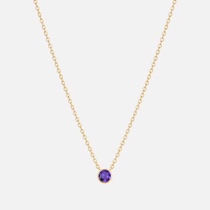 Solitaire Bezel Birthstone Necklace