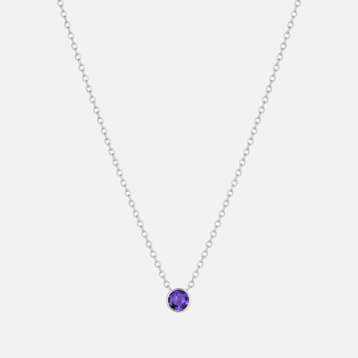 Solitaire Bezel Birthstone Necklace