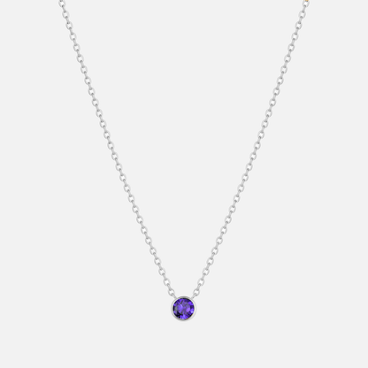 Solitaire Bezel Birthstone Necklace