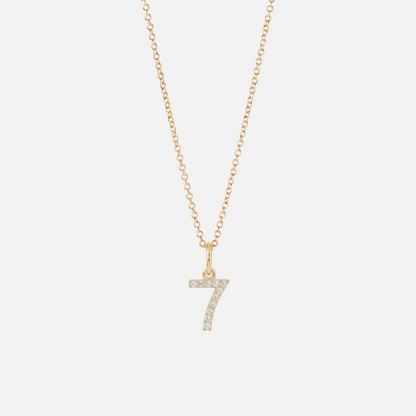 Mini Pave Custom Number Necklace