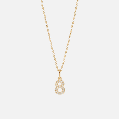 Mini Pave Custom Number Necklace
