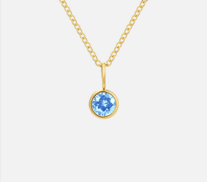Suspended Birthstone Necklace (14k Gold-Plated)