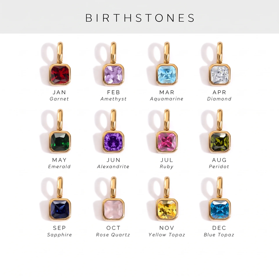 Carré Birthstone Necklace