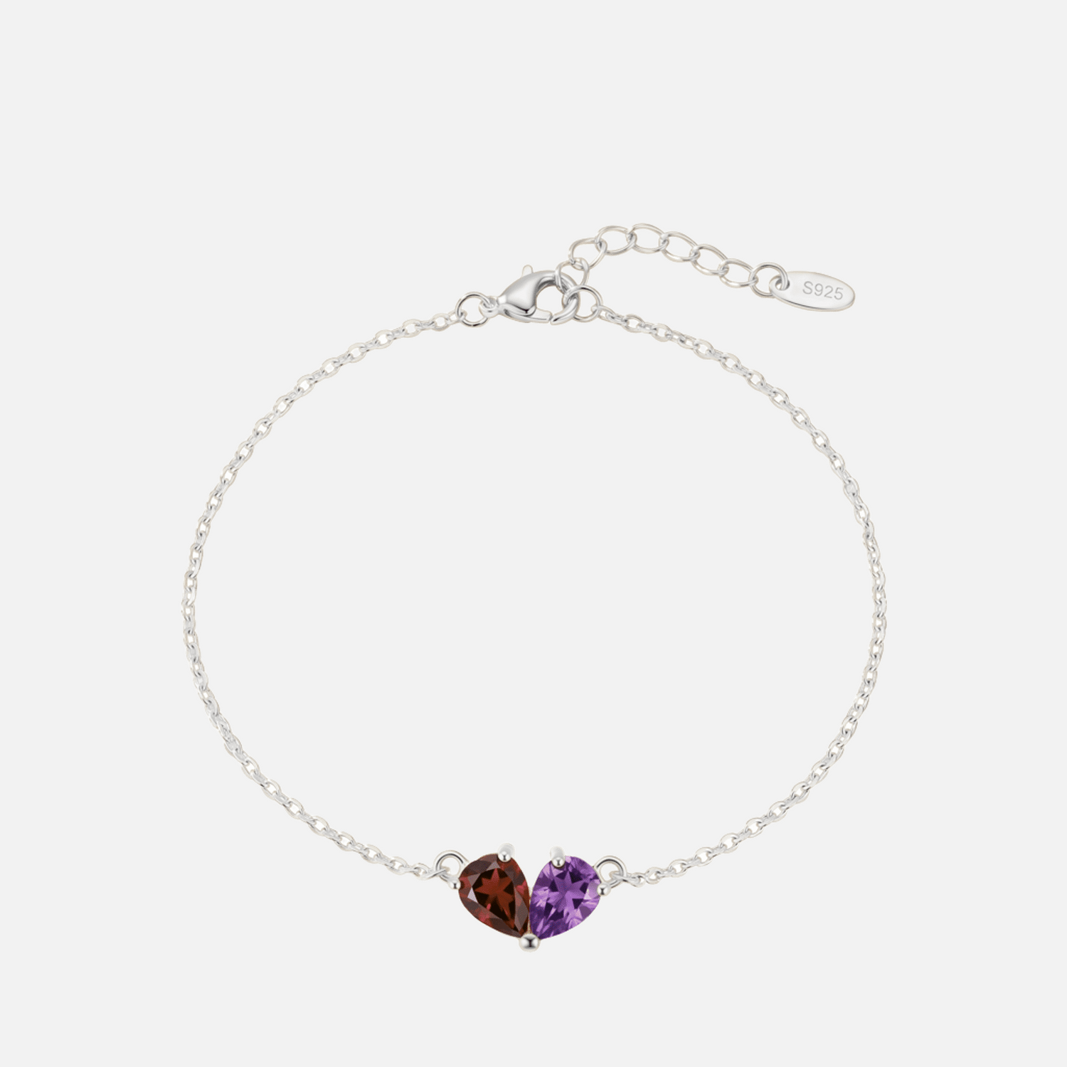 Coeur Toi &amp; Moi Birthstone Bracelet - Silver - Jewelled Me
