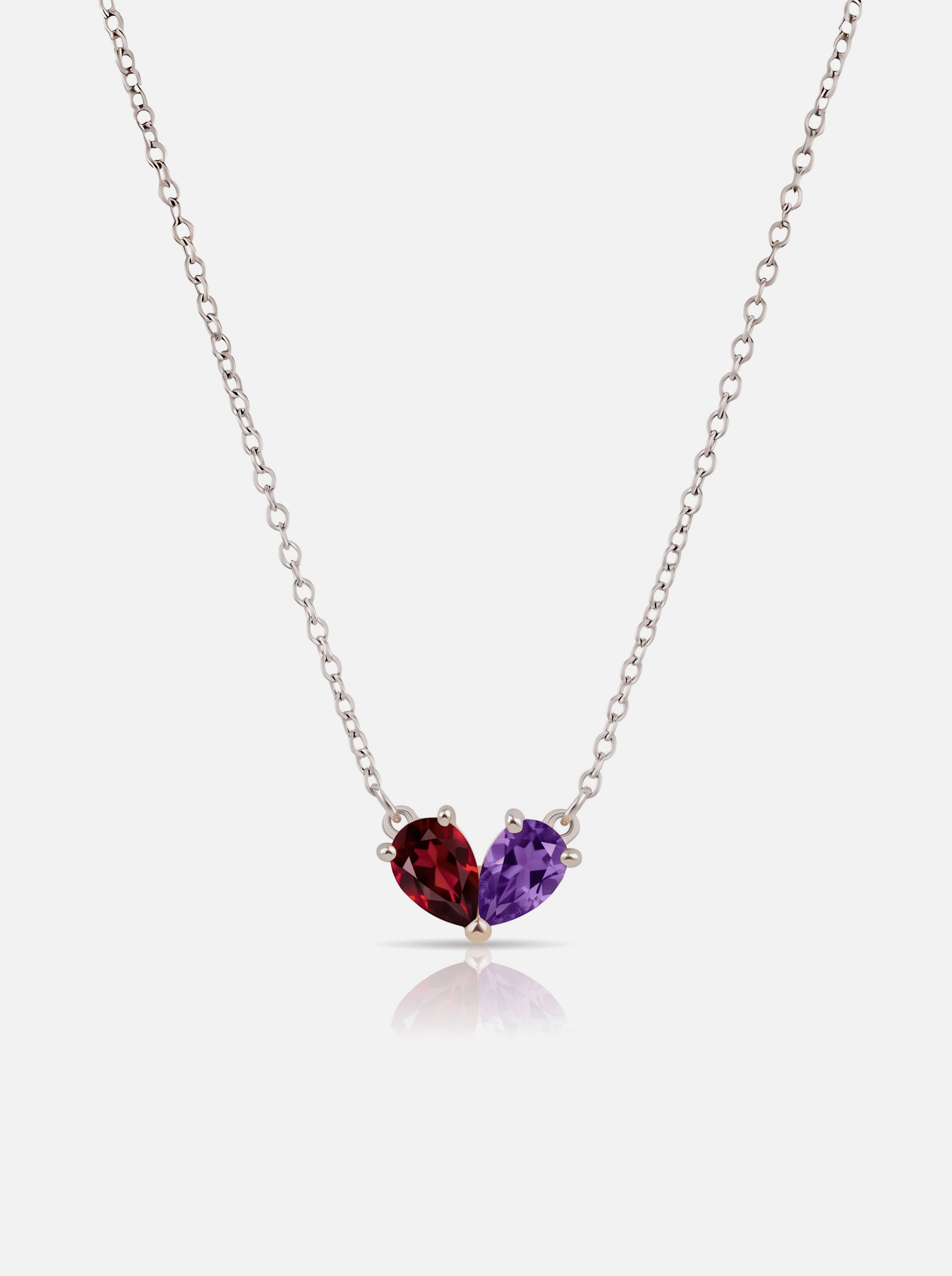 Coeur Toi &amp; Moi Birthstone Necklace - Silver - Jewelled Me