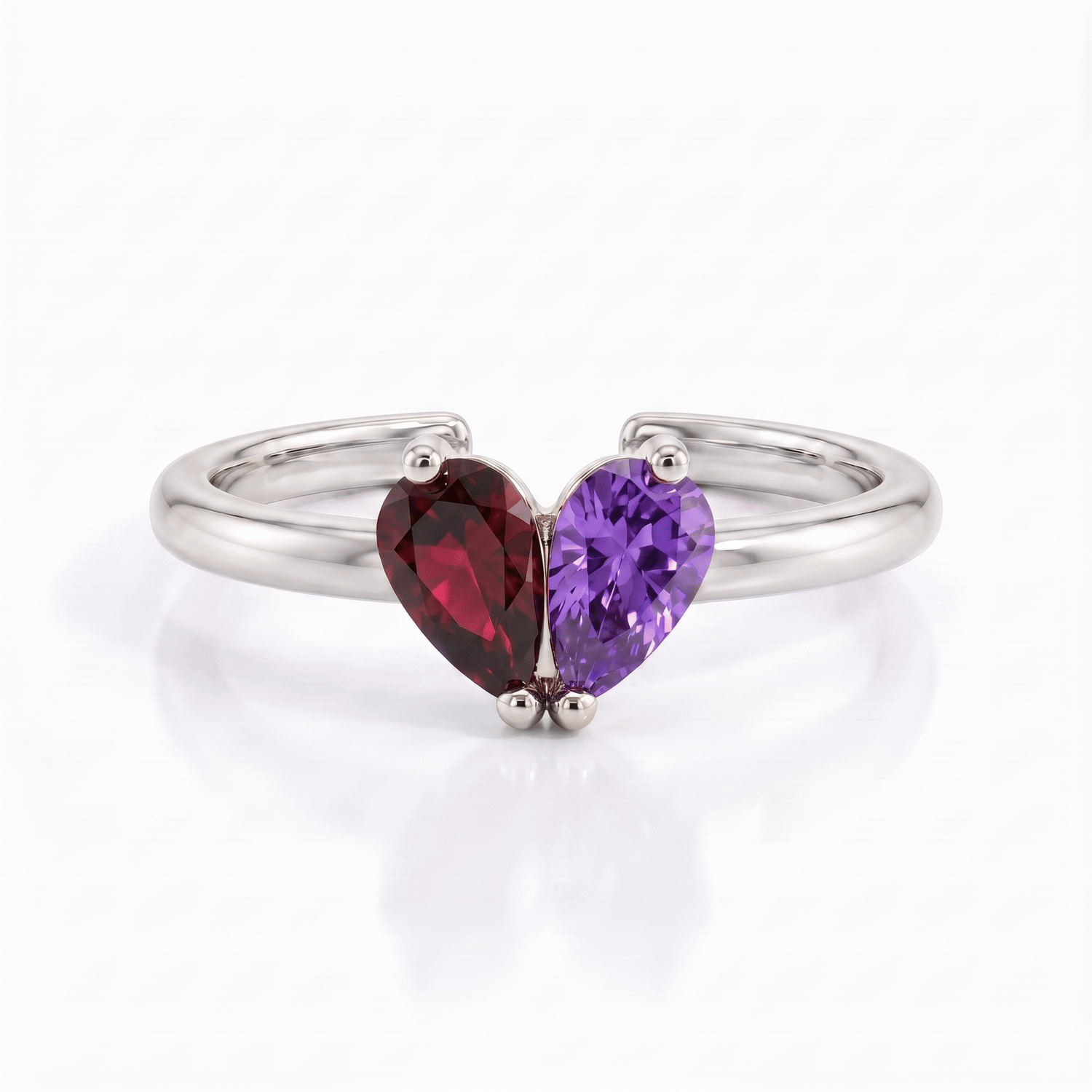 Coeur Toi &amp; Moi Birthstone Ring - Silver - Jewelled Me