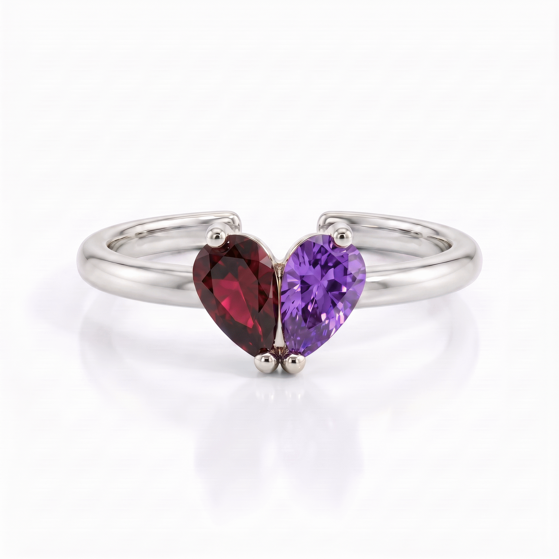 Coeur Toi &amp; Moi Birthstone Ring - Silver - Jewelled Me