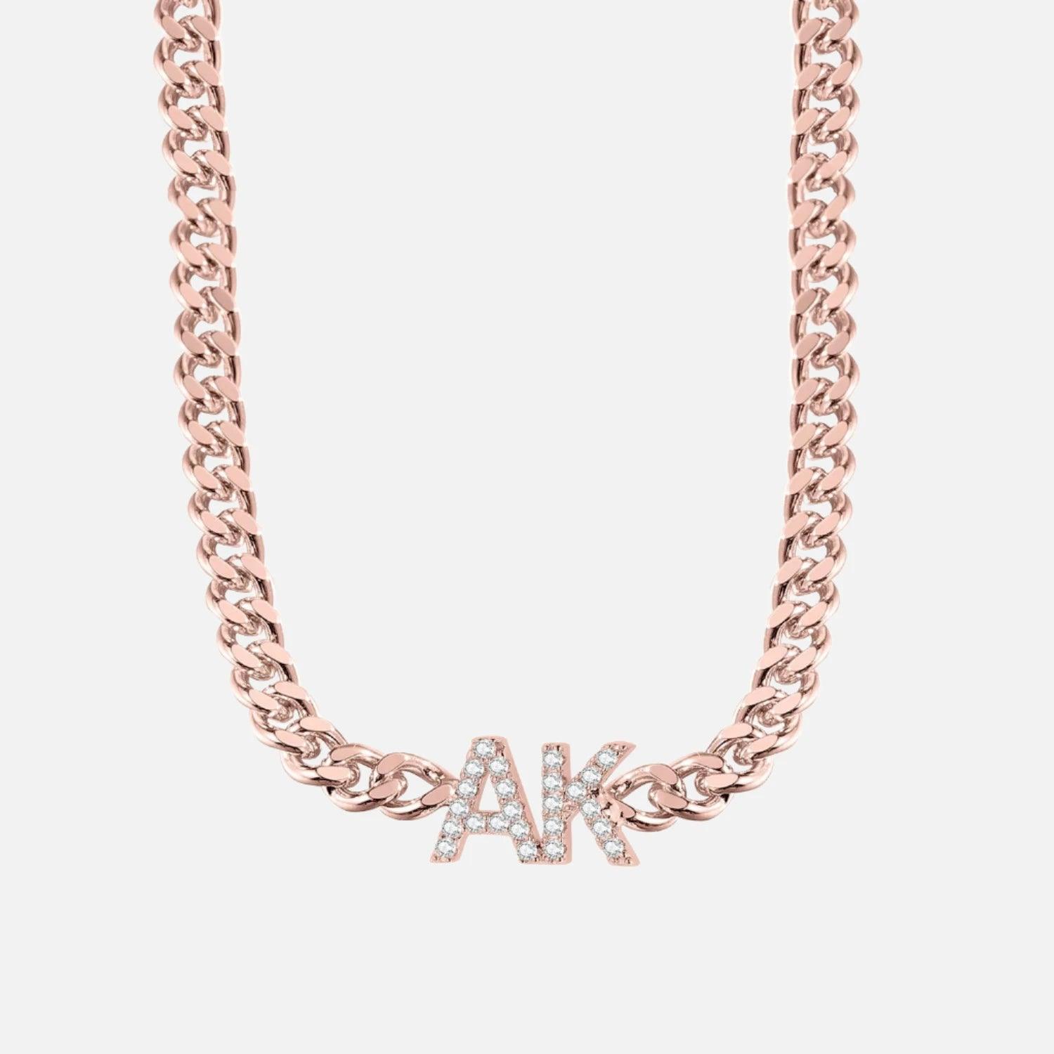 ICED Custom Initial &amp; Name Chain Necklace - Jewelled Me