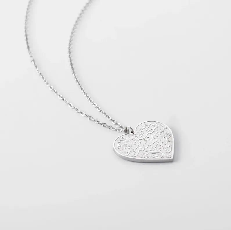 Filled Arabic Caligraphy Heart Pendant - Jewelled Me