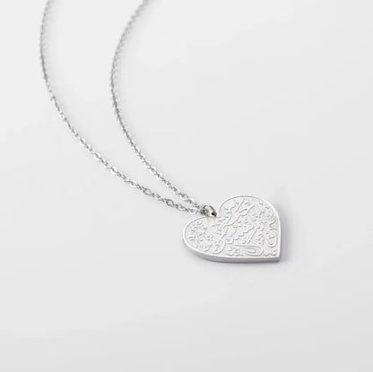 Filled Arabic Caligraphy Heart Pendant - Jewelled Me