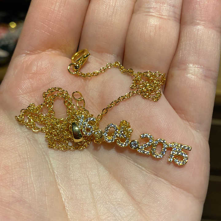 Pave Custom Date Necklace (Horizontal) - Jewelled Me