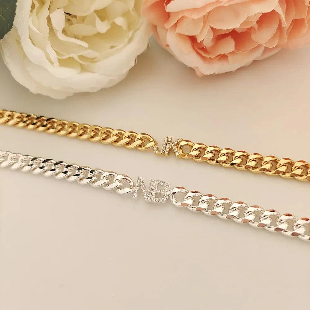 ICED Custom Initial &amp; Name Chain Necklace - Jewelled Me