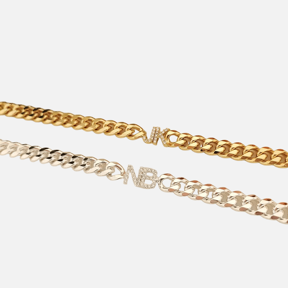ICED Custom Initial &amp; Name Chain Necklace - Jewelled Me