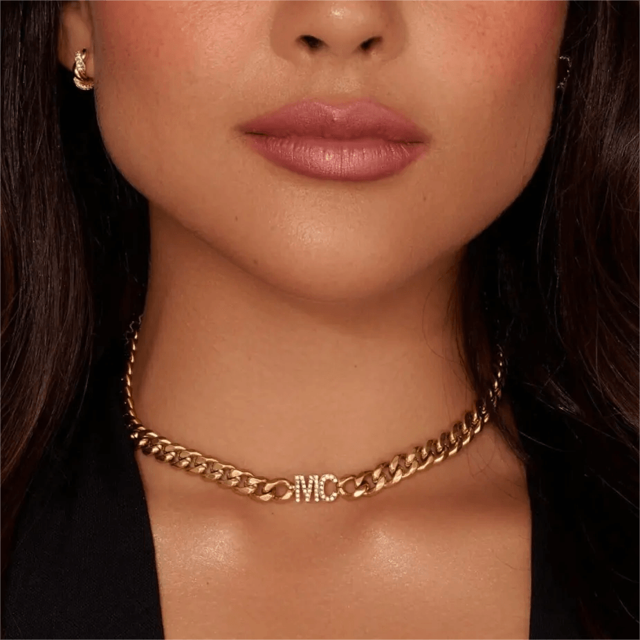 ICED Custom Initial &amp; Name Chain Necklace - Jewelled Me