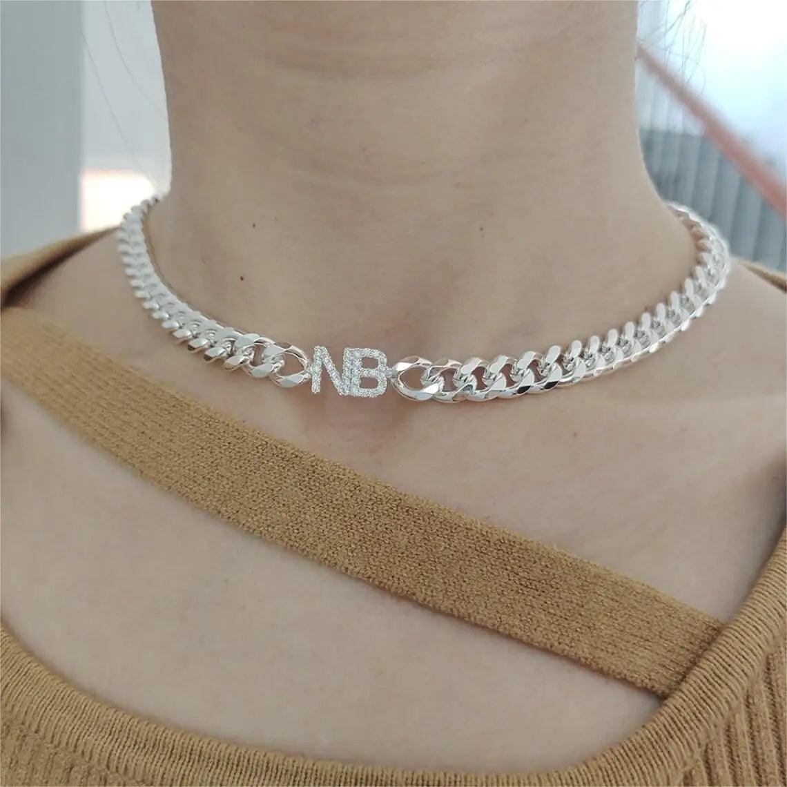ICED Custom Initial &amp; Name Chain Necklace - Jewelled Me