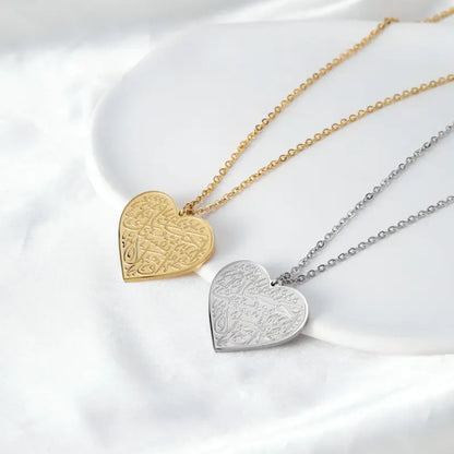 Filled Arabic Caligraphy Heart Pendant - Jewelled Me