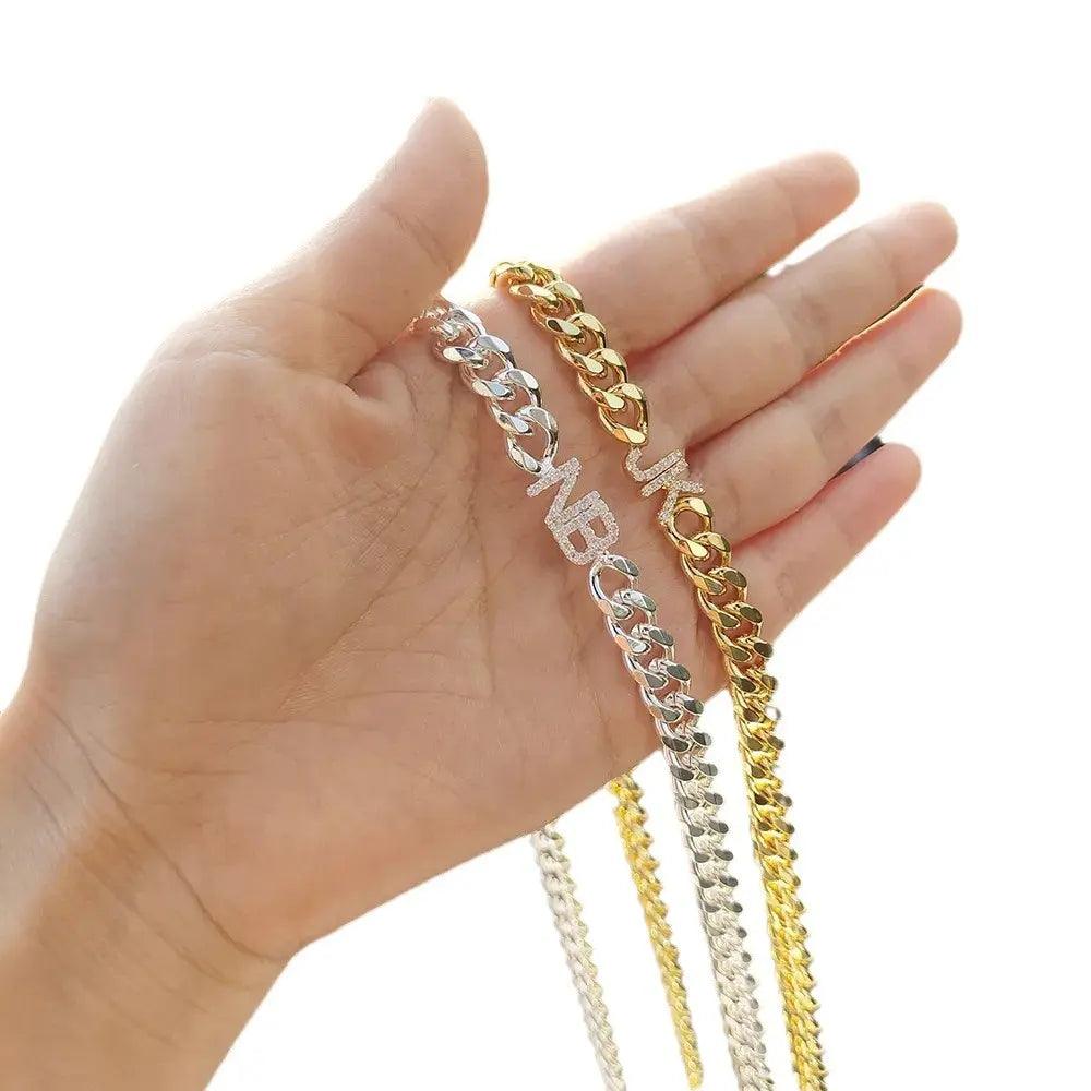 ICED Custom Initial &amp; Name Chain Necklace - Jewelled Me