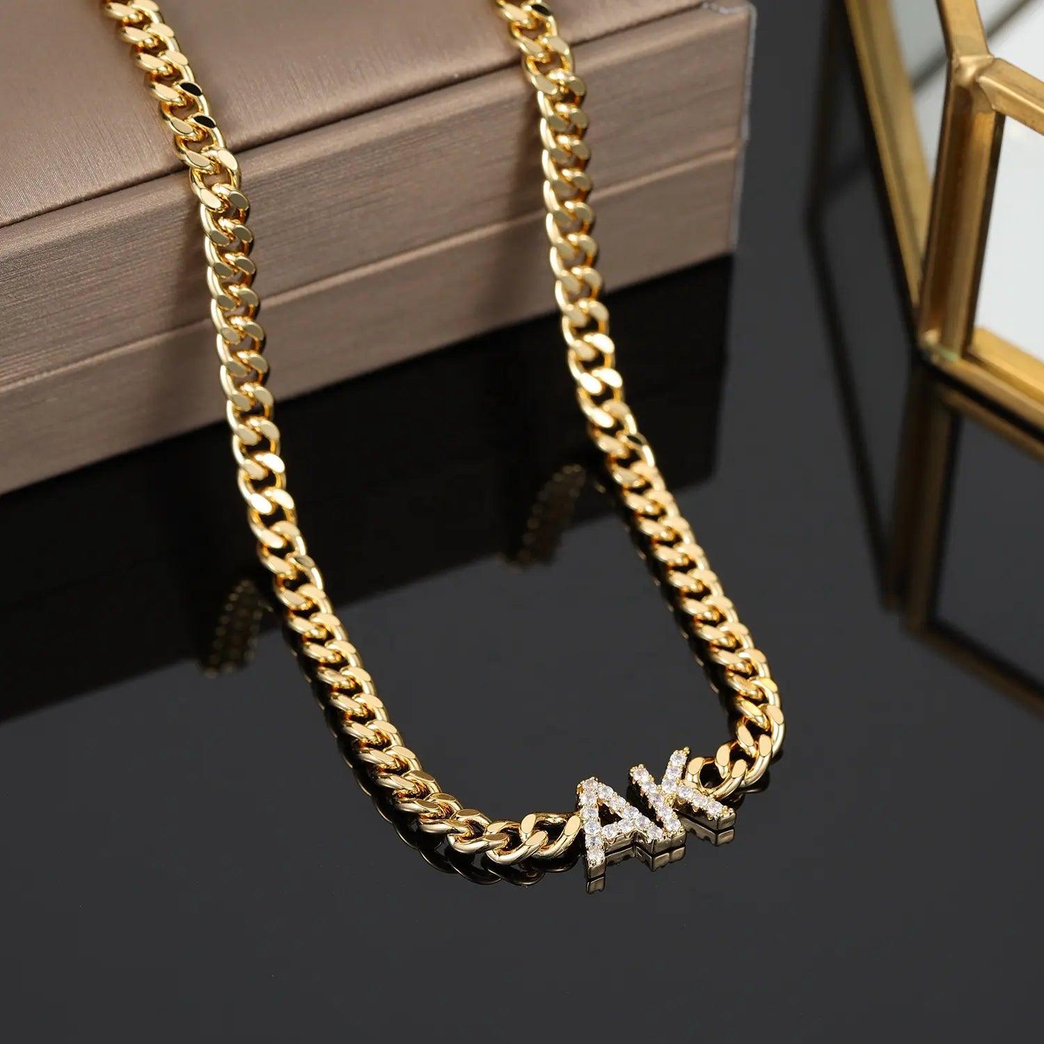 ICED Custom Initial &amp; Name Chain Necklace - Jewelled Me