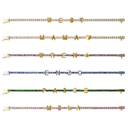 ICED Custom Name Tennis Rainbow Gem Bracelet - Jewelled Me